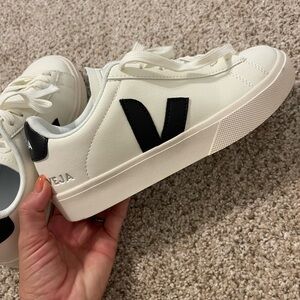 Veja White Sneakers with Black Details